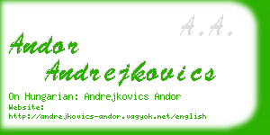 andor andrejkovics business card